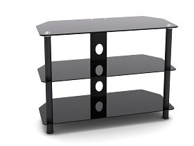 3-Tier Corner - Notched Glass Media Console With Shelf (Small) TV Stand